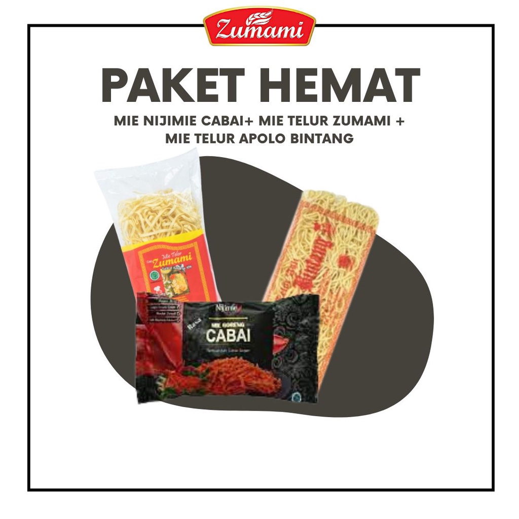 

PAKET HEMAT ZUMAMI / MIE GORENG NIJIMIE CABAI / MIE TELUR APOLLO BINTANG / MIE TELUR ZUMAMI / MIE / MIE GORENG / SAYUR / MIE TELUR / PAKET HEMAT
