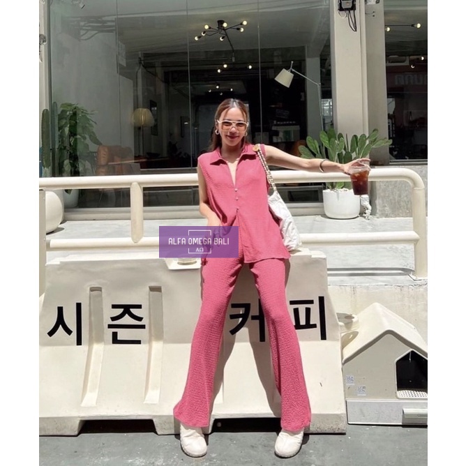 Premium Set Wanita - Baju Atasan dan Celana Wanita Murah Berkualitas - Korean Loose Pants Wanita
