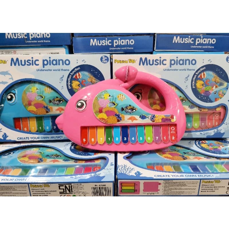 Mainan Piano Musik Mainan Bayi Music Piano Proyektor Musik Ikan Piano Baterai