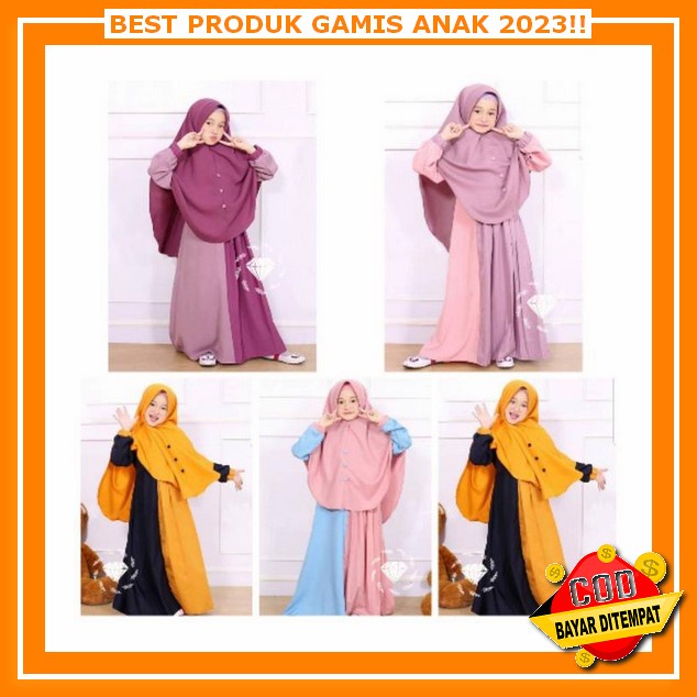 Gamis Anak Perempuan Usia 11-13Tahun Rayya Syari Kid Gamis Set Hijab Anak Perempuan Gamis Terbaru An