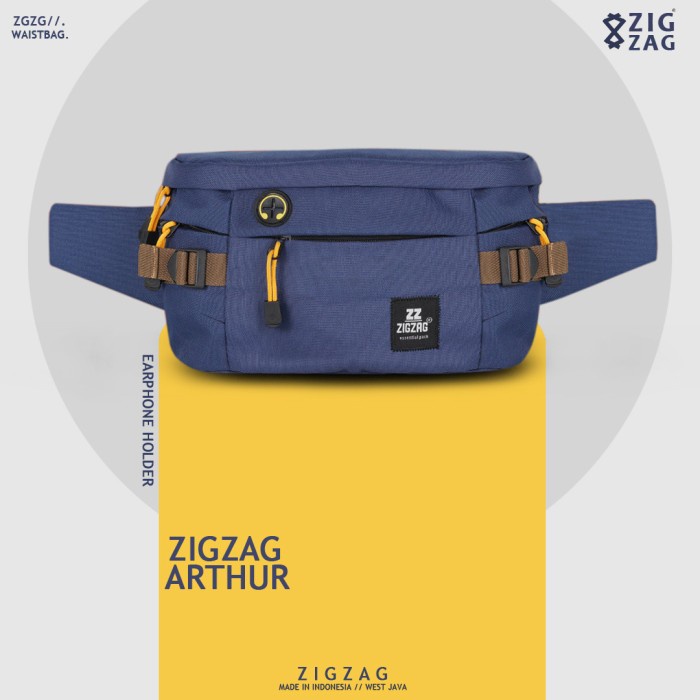 Tas Waistbag Pria Zigzag Arthur - Tas Pinggang Pria Wanita - Black - Navy
