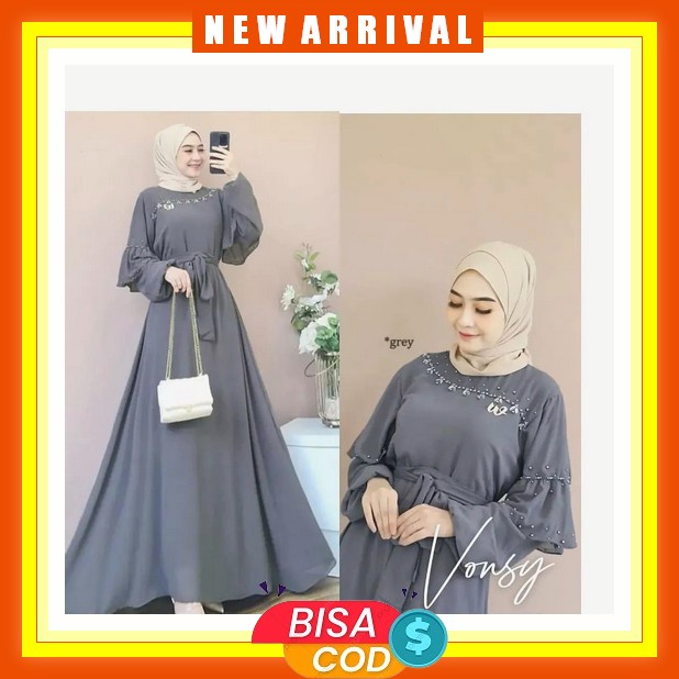 Gamis Bsju Muslimah Gsmis Elegan Terbaru Busui Ghamis Mewah Polos Baju Games Lebaran 2023 Remaja Sya