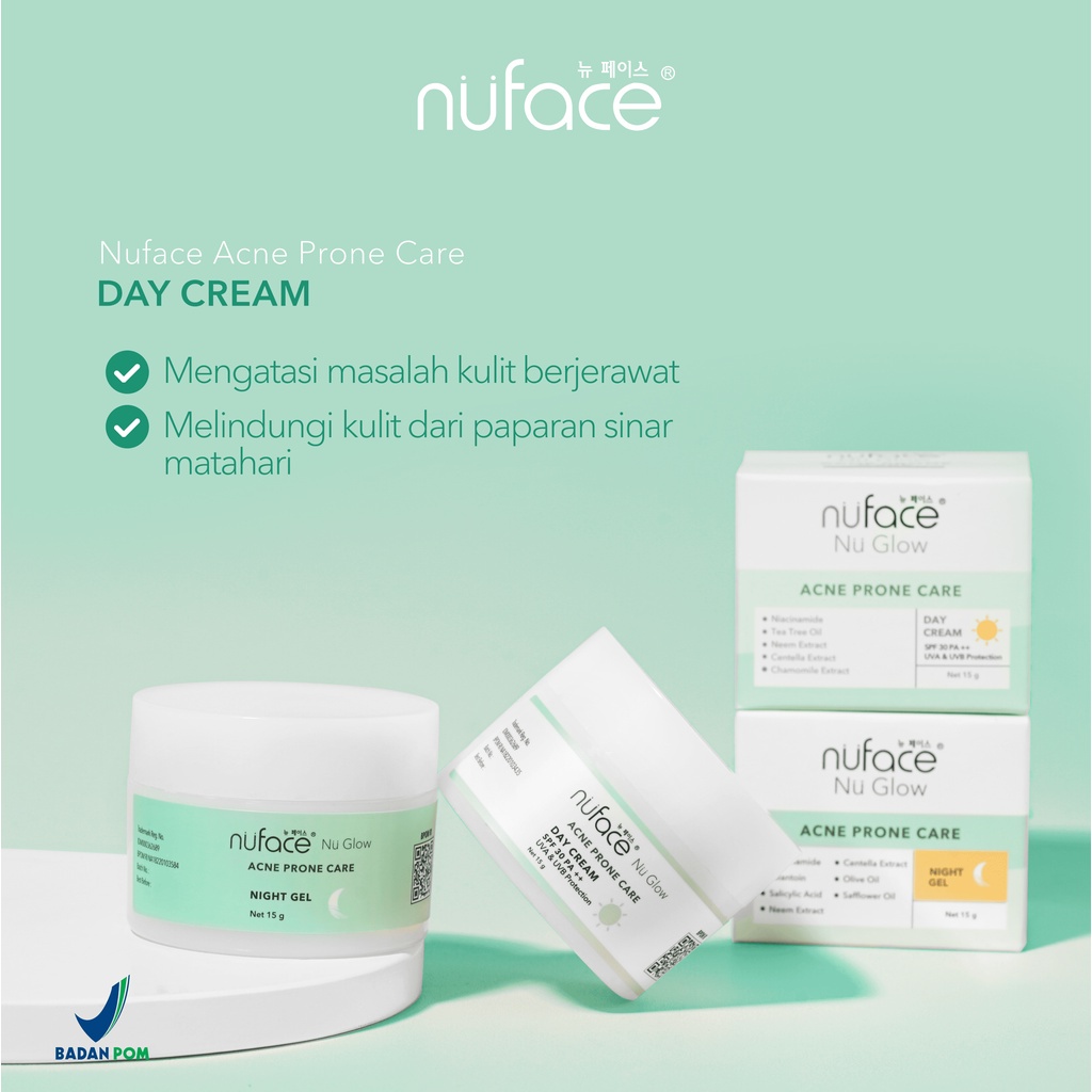 Nuface Nu Glow Day Cream &amp; Night Cream | Acne Prone, Brighten &amp; Supple, Hydralock Cream