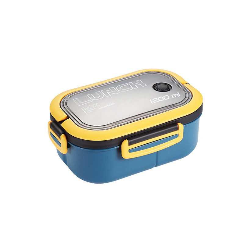 Kotak Makan Bento Lunch Box Double Layer 1200ml - HF225 - Blue/Yellow