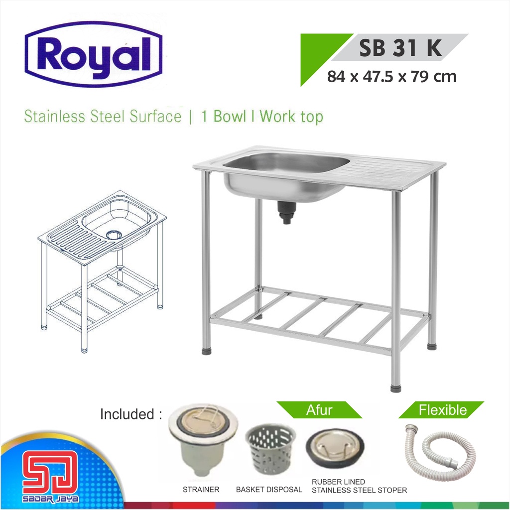 Royal Kitchen Sink SB 31 K Wastafel Sayap Portable + Kaki Cuci Piring SB 31K SB31K