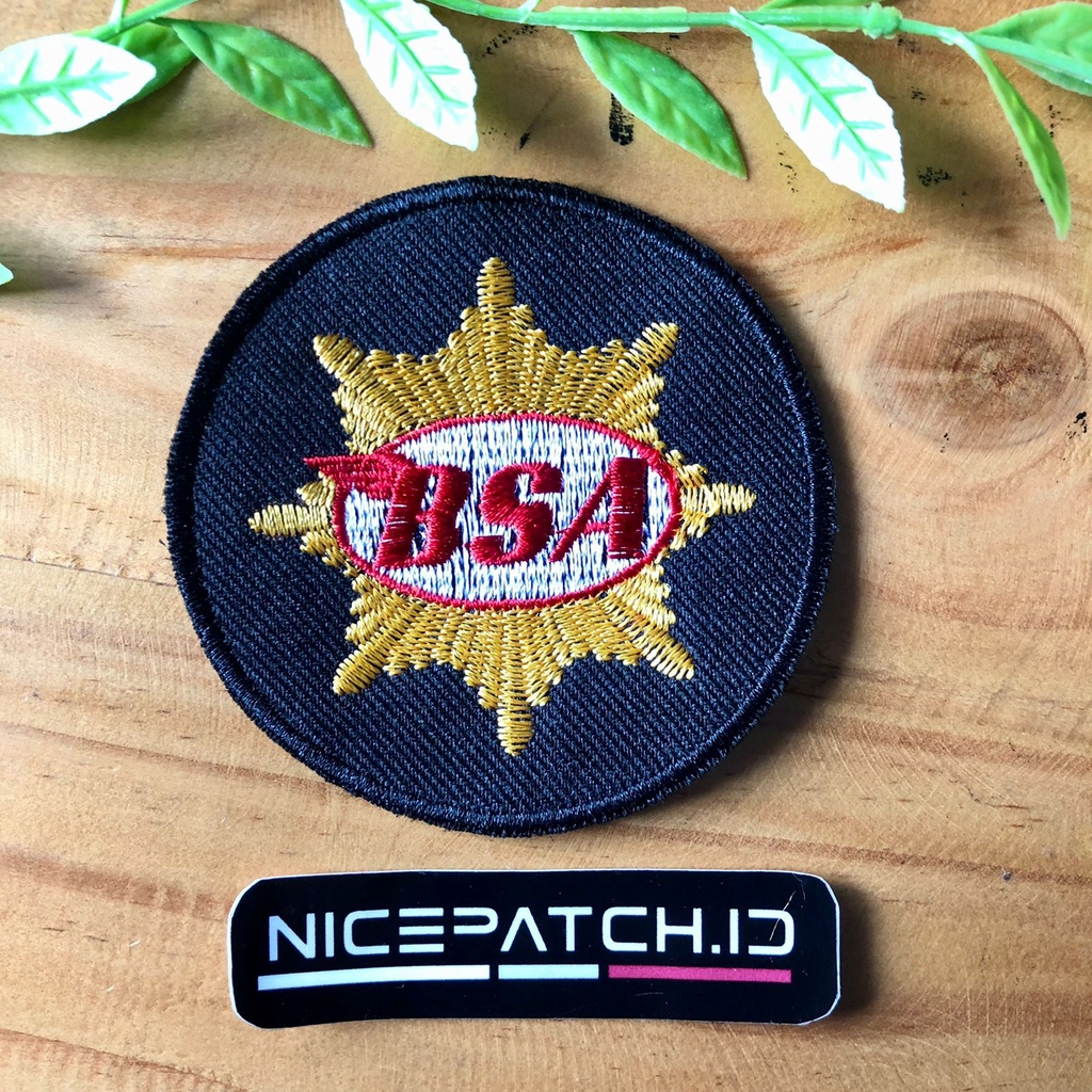 Patch Emblem Logo BSA Classic Black Emblem Bordir Bisa Dijahit Bisa di Setrika