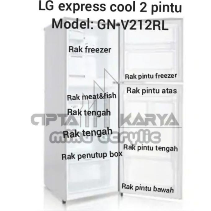 rak kulkas LG express cool 2 pintu model GN-V212RL barang sale