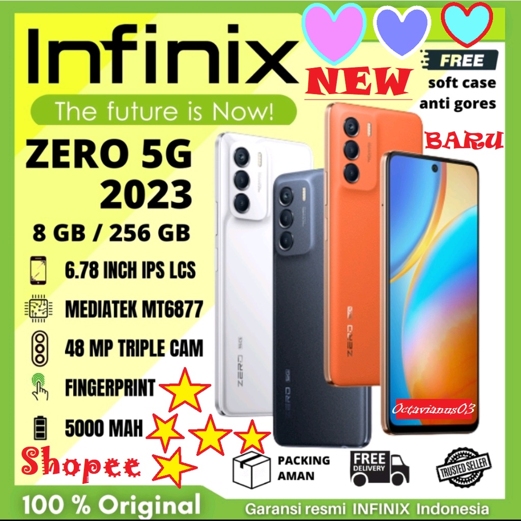 INFINIX ZERO 5G ORIGINAL RAM 8/256GB NFC [Dimensity 920 5G - Up to 13GB Extended] GARANSI RESMI 1TAHUN