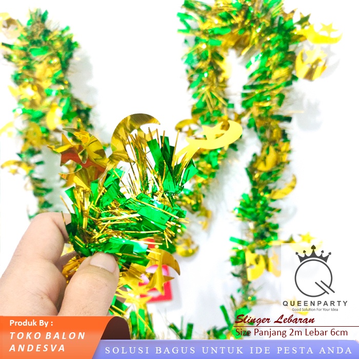 slinger idul fitri lebaran bulan bintang / Tinsel dekorasi rumbai parcel lebaran bulan bintang