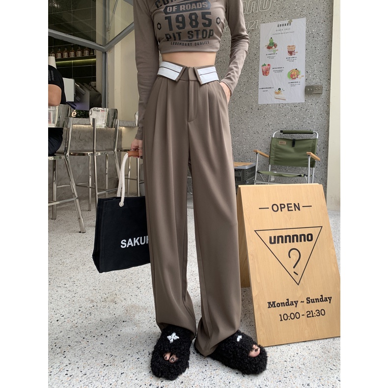 Celana Kulot Highwaist Loose Celana Panjang Hitam Celana Wanita Straight Pants Korean Style