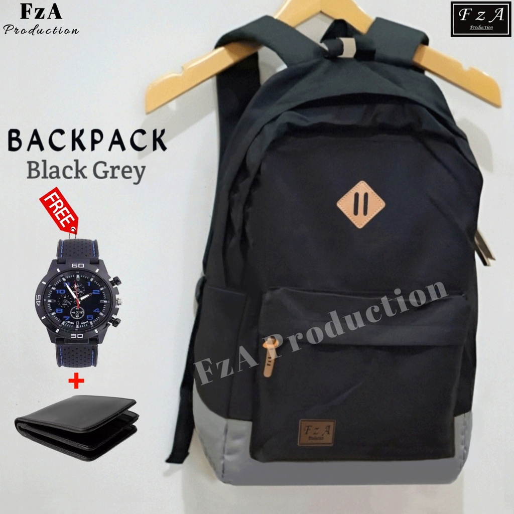 Tas Ransel Gendong Laptop Distro Sekolah Kuliah Pria Wanita Backpack  Murah Original FzA FREE Jam Tangan Dompet