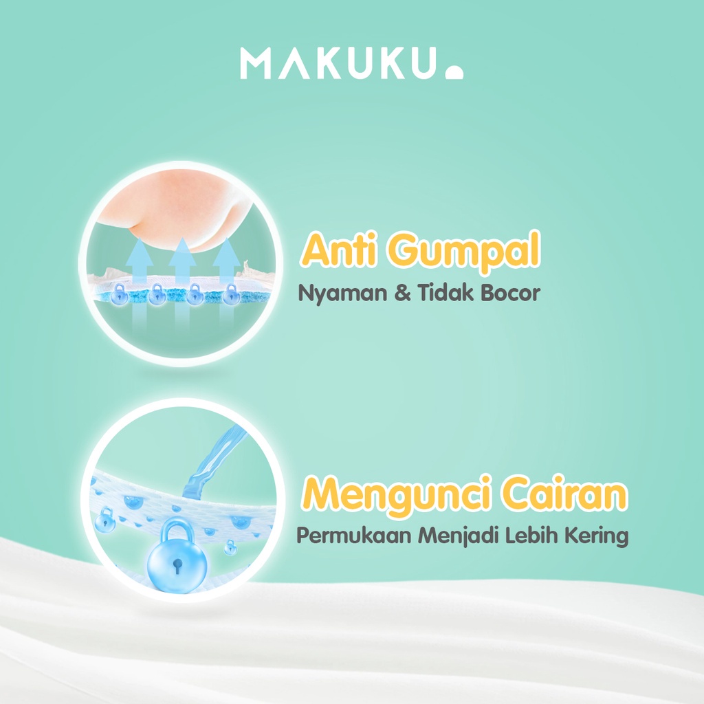 [2 PACK] MAKUKU SAP Diapers Comfort+ / Popok bayi Tipis SAP anti gumpal cepat kering sekali pakai tipe celana/ NB28/S36/M34/L32/XL32/XXL28 / perlengkapan bayi baru lahir / Pempers Newborn