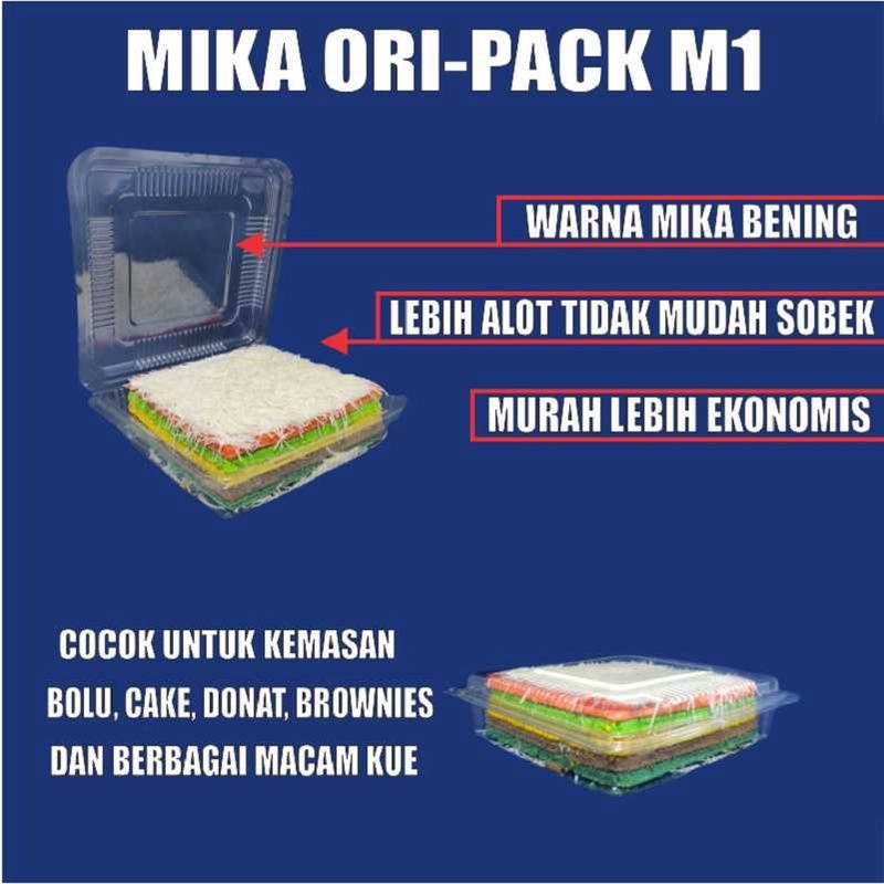 Mika Kue Plastik Bening Kemasan Per pack Jumbo Uk M1 Kotak Bolu Besar