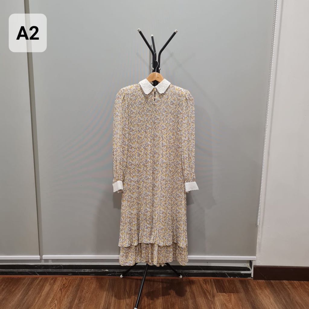 Dress Sifon Plisket Kuning