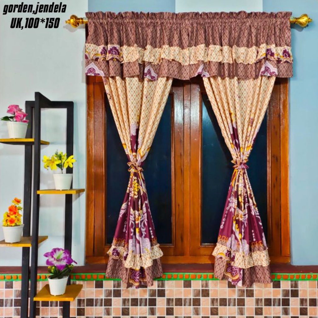 [✅COD] Gorden Hordeng Serut Jendela 100x150 Poni Rumbai Aneka Motif Dekorasi Kamar Ruang Tamu Minimalis Perlengkapan Rumah