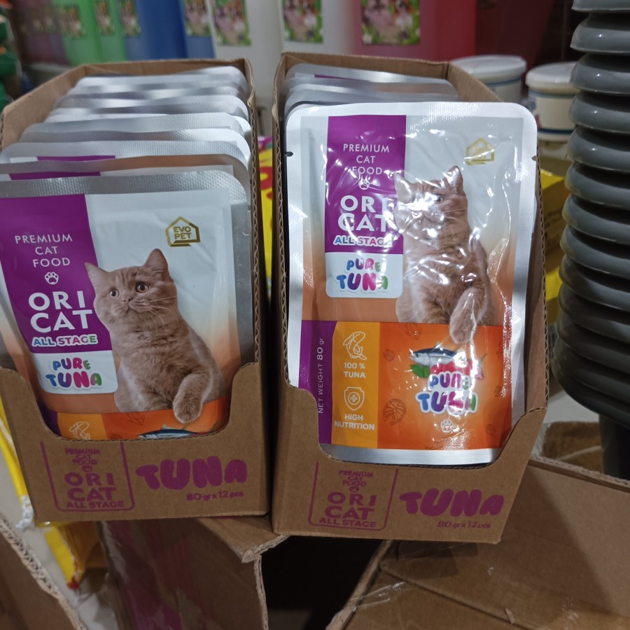 (6 x ) Ori Cat Pouch Sachet Pure Tuna Makanan Basah Kucing 80 gr