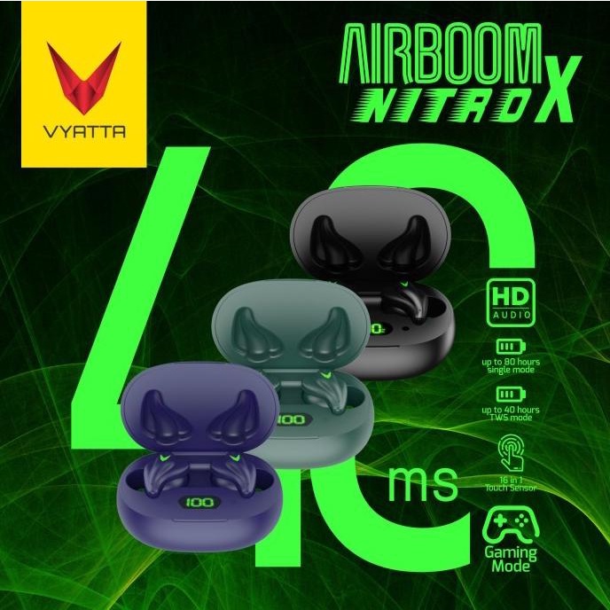 VYATTA Airboom Nitro X TWS Bluetooth Headset / Earphone , Gaming Mode