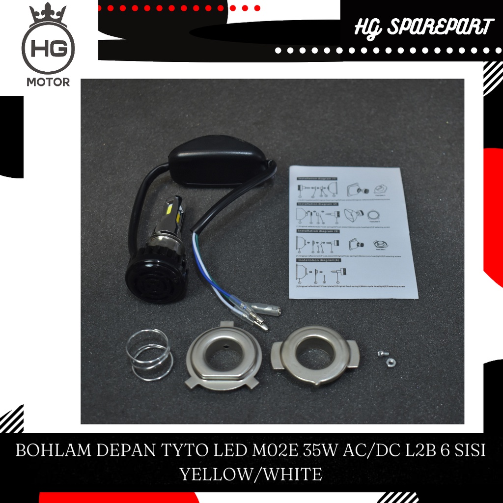 Lampu Utama Headlamp Led Tyto 6 Sisi M02E Socket H4 H6 35watt High