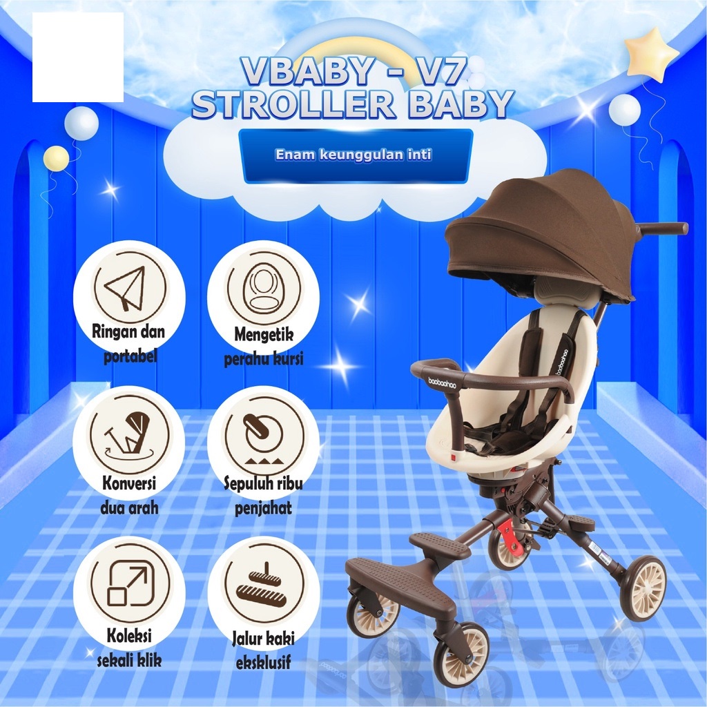 RETRO STROLLER/ Kereta Dorong Bayi 2 Arah BERGAYA RETRO COKLAT