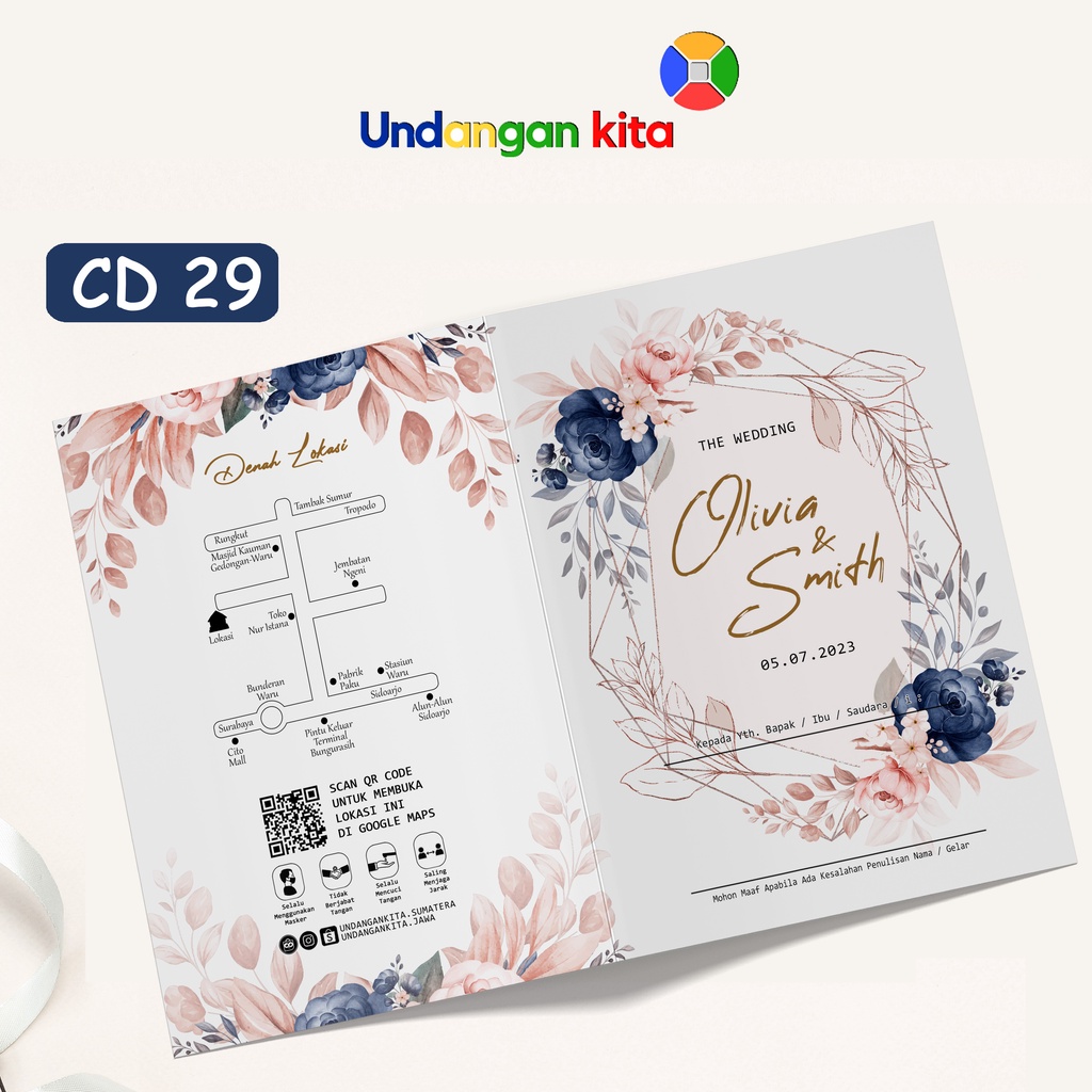 

Undangan Kita Undangan Pernikahan Jasmine Gliter Code Series Lipat 3 Softcover