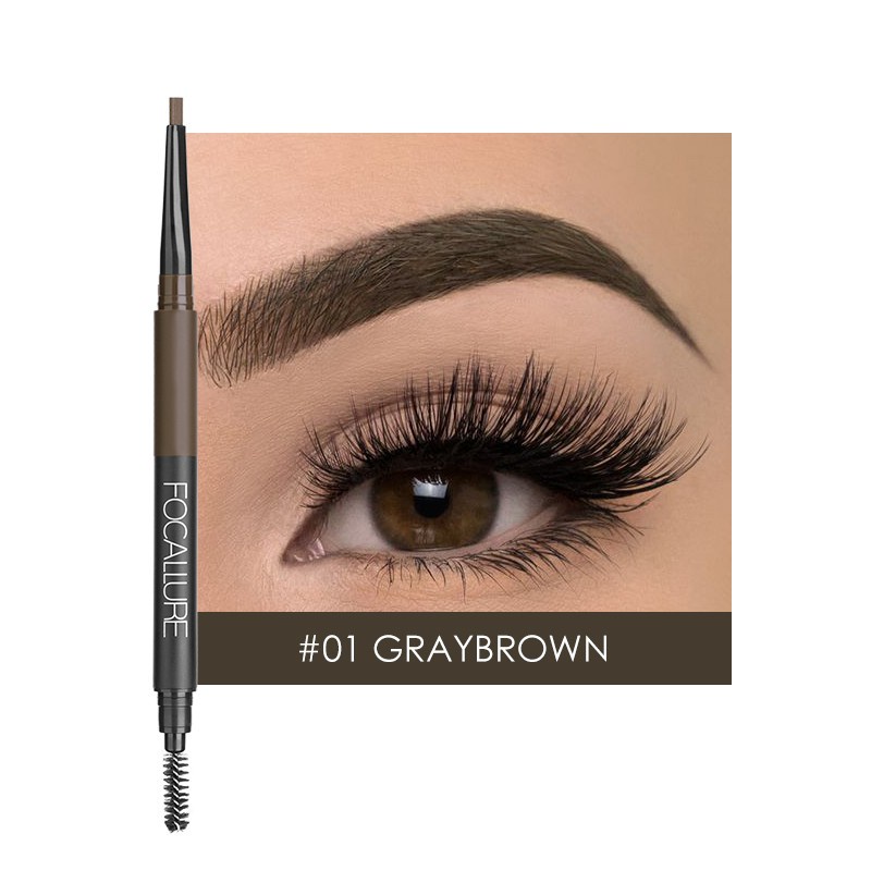 NIK - FOCALLURE Auto Brows Pen 3in1 FA64 | Pensil Alis eyebrow | Pigmented | Waterproof | Tahan Lama | BPOM ORIGINAL