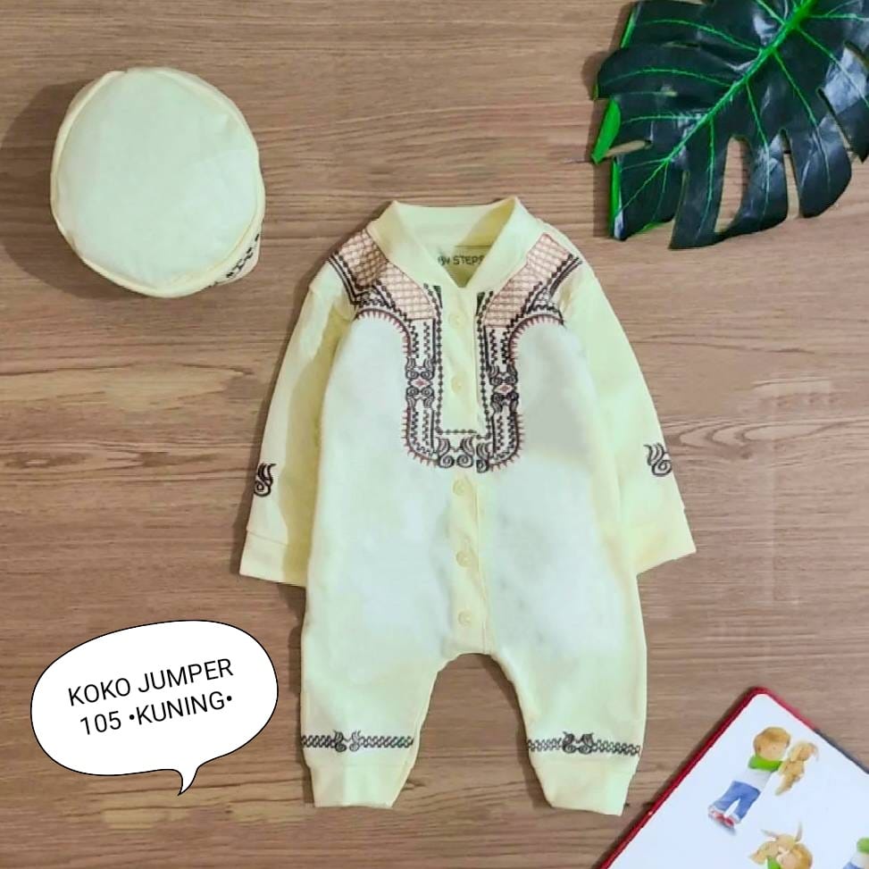 Koko Jumper Bayi Laki-laki Anak Cowok - baju muslim akikah bayi laki Motif Koko 105 Free Peci - Klik Mds