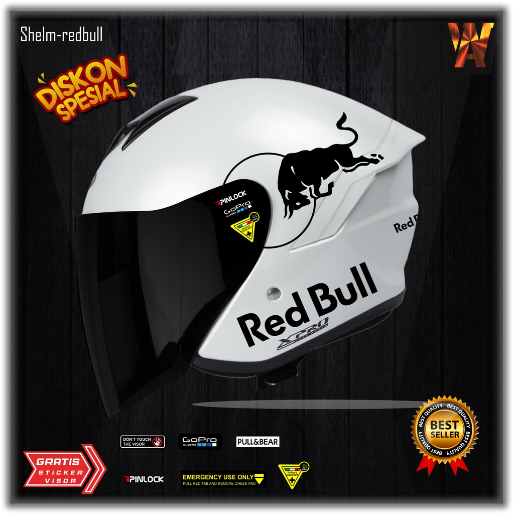 BEST SELLER STIKER REDBULL UNTUK HELM FULLFACE ATAU HALFFACE 1 SET