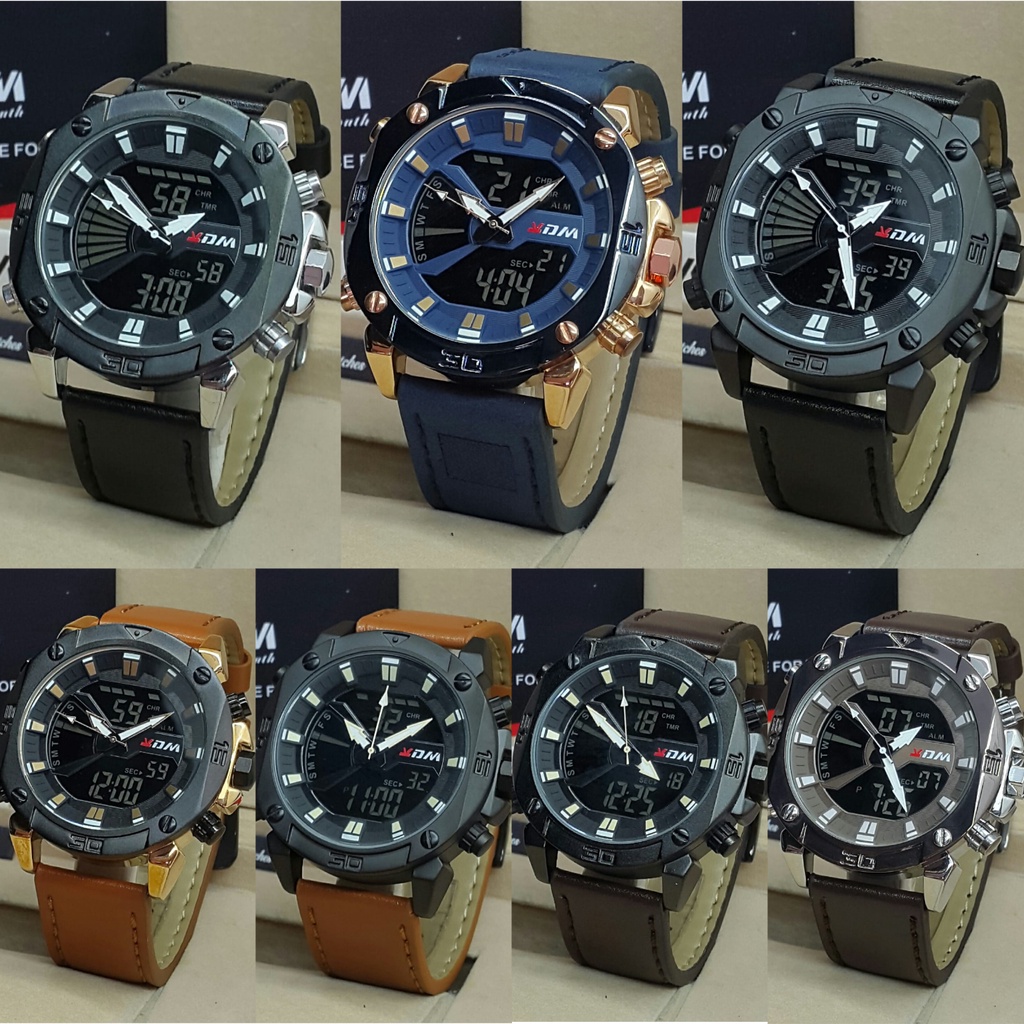 [COD] Jam Tangan Pria Kademan Original Kulit Double Time Analog Digital