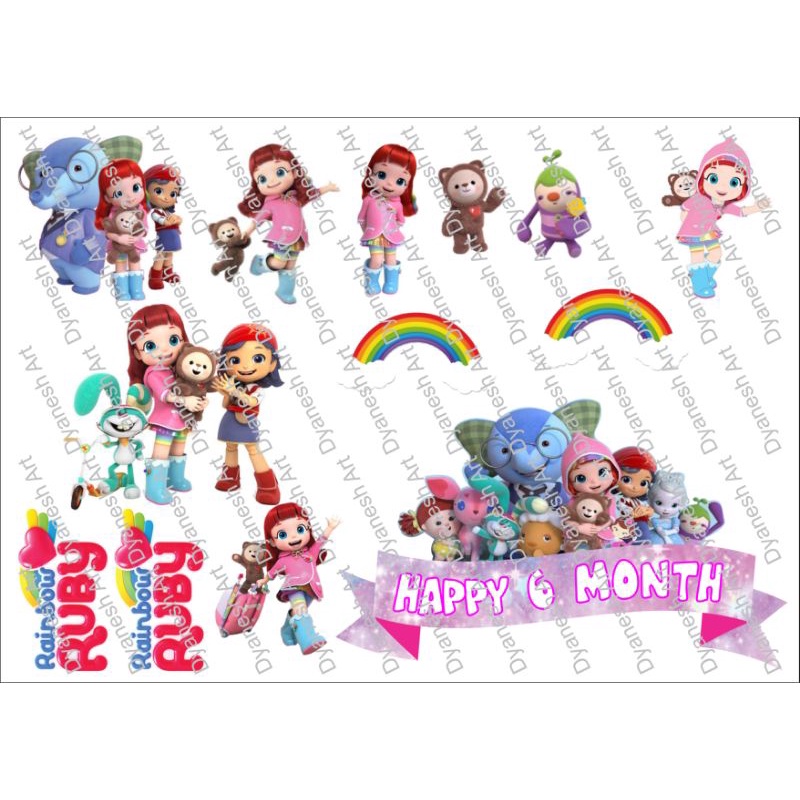 

topper kue tema rainbow rubi