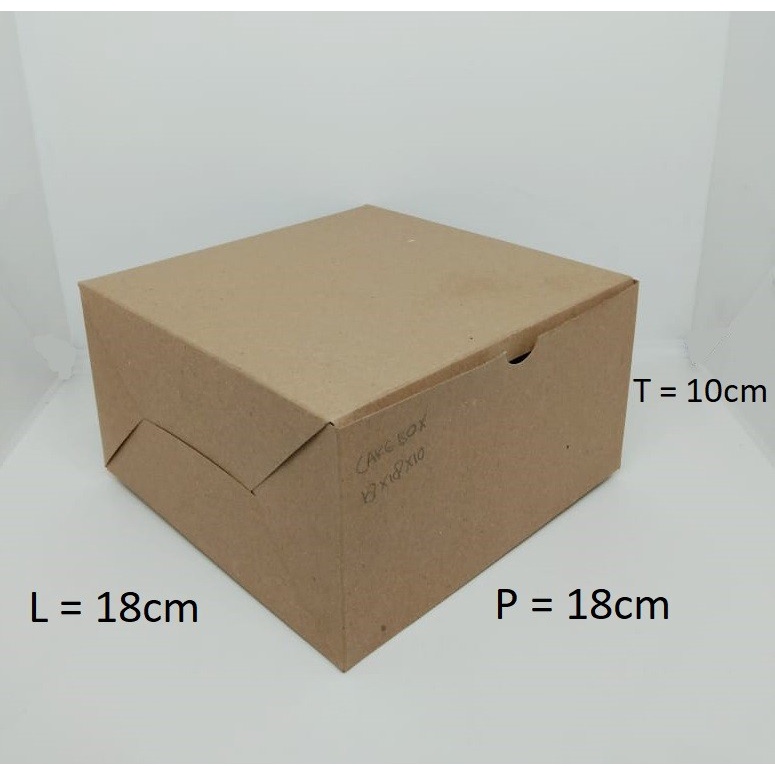 

10pcs CAKE BOX KRAFT 18X18X10 CM LAMINASI 325 GSM