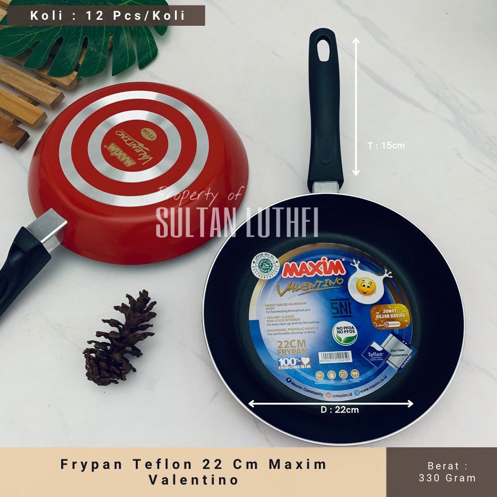 Wajan teflon Maxim frypan teflon Maxim Valentino 22 cm anti lengket