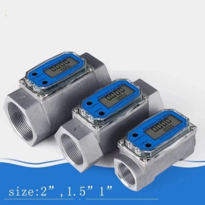 Terlaris Digital Flow Meter Turbine 1 Inch Flow Meter Solar/Air Digital 1"