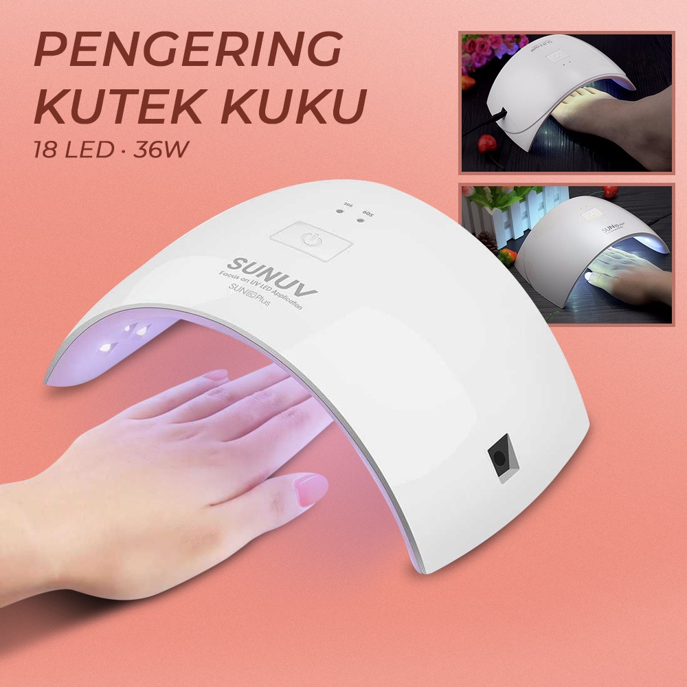 Pengering Kutek Kuku UV Nail Dryer 18 LED 36W - SUN9C Plus - OMHRDYWH White