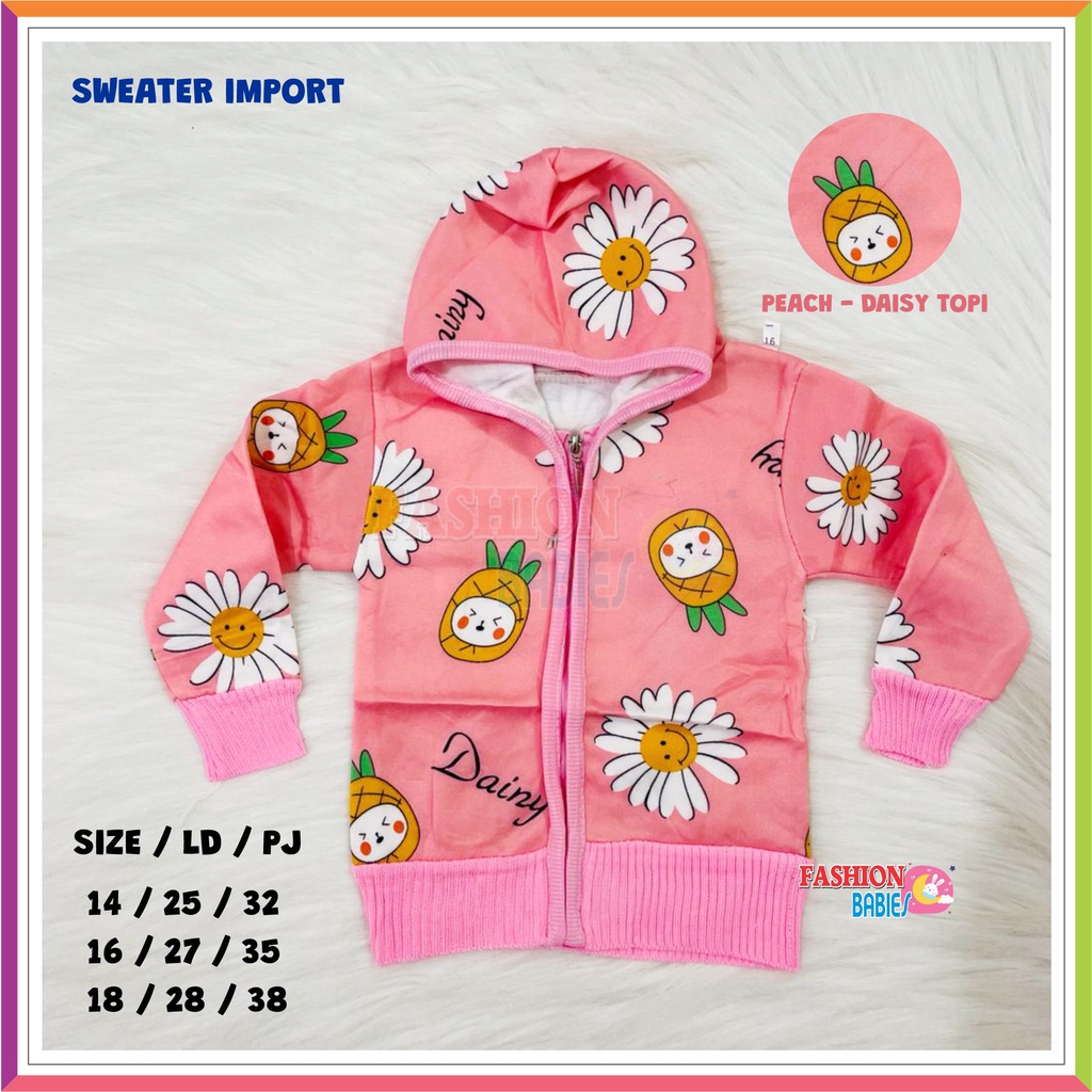 ❤ Fashionbabies ❤ SWEATER IMPORT KARAKTER TOPI ANAK