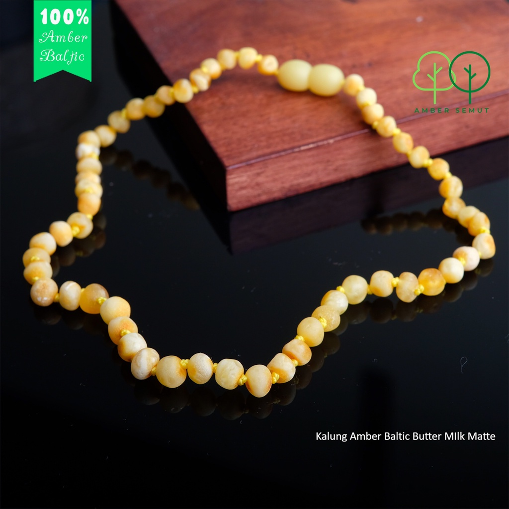 PROMO FREE GELANG - Kalung Amber Baltic Milk Matte by AMBER SEMUT