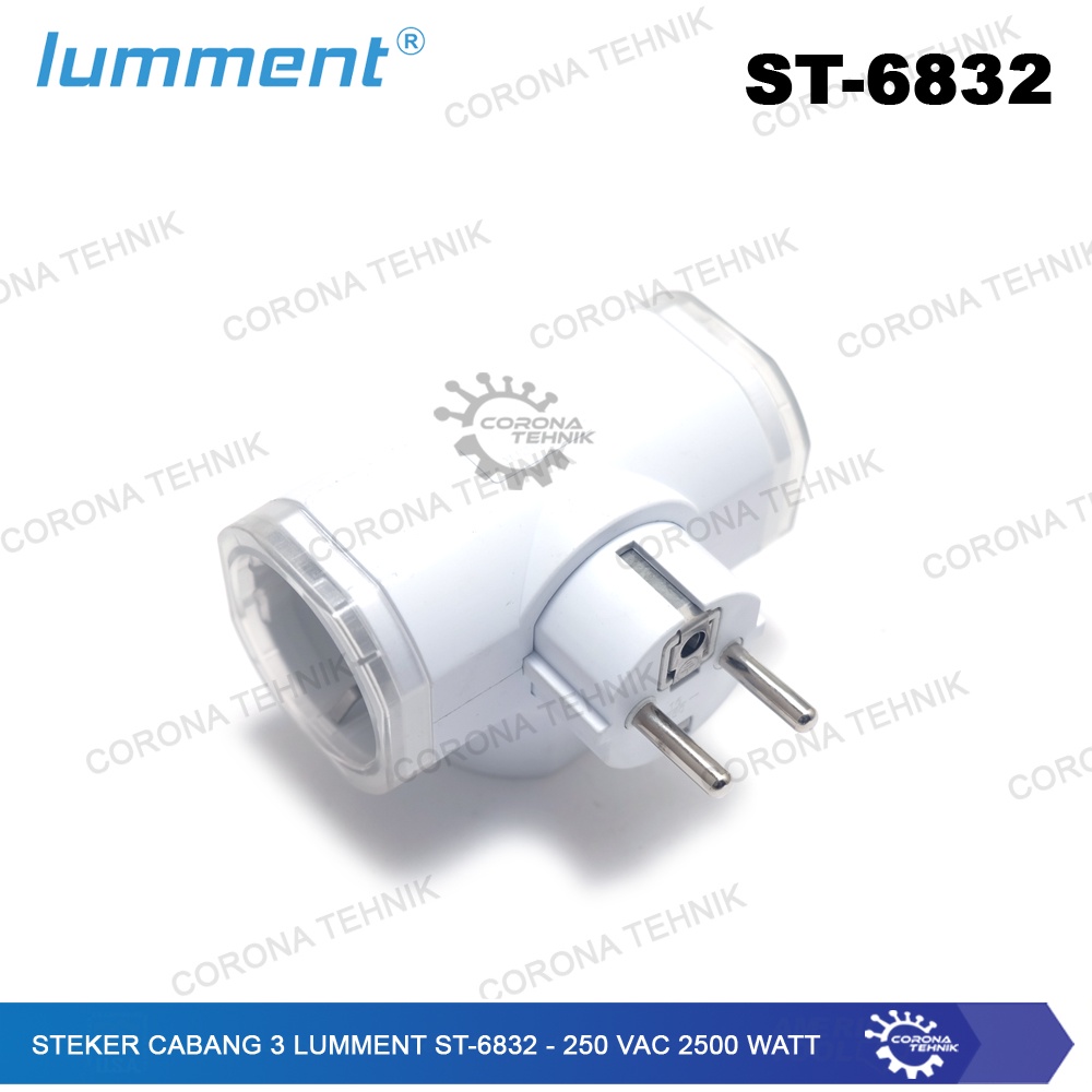 ST-6832 - 250 VAC 2500 Watt Steker Cabang 3 Lumment