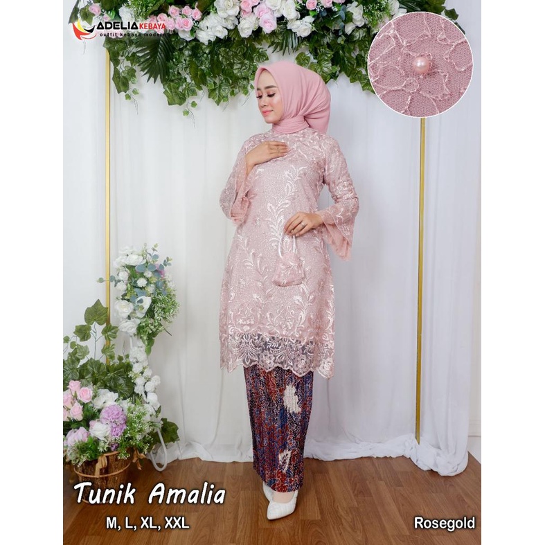 ADE - Setelan kebaya tunik amalia - baju tunik fashion - model tunik kebaya terlaris 2023 - kebaya wisuda modern - berbahan tulle bordir mutiara - ootd kondangan - akad - nikahan - pesta