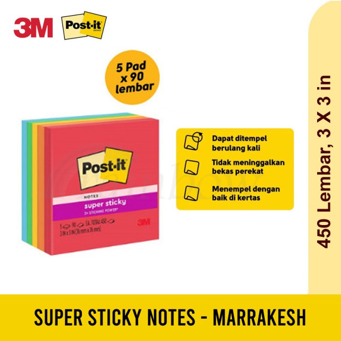 

3M POST-IT SUPER STICKY NOTES MARRAKESH 654-5SSAN / 5 PAD 3X3 IN GRATIS ONGKIR