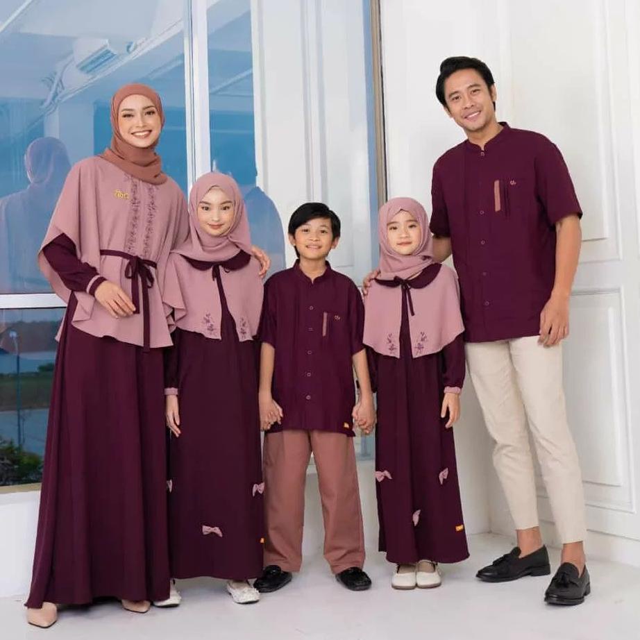 DISKON BAJU SARIMBIT NIBRAS TERBARU GAMIS DRESS WANITA MUSLIM COUPLE LEBARAN 2023 DAANIA BURGUNDY Mu