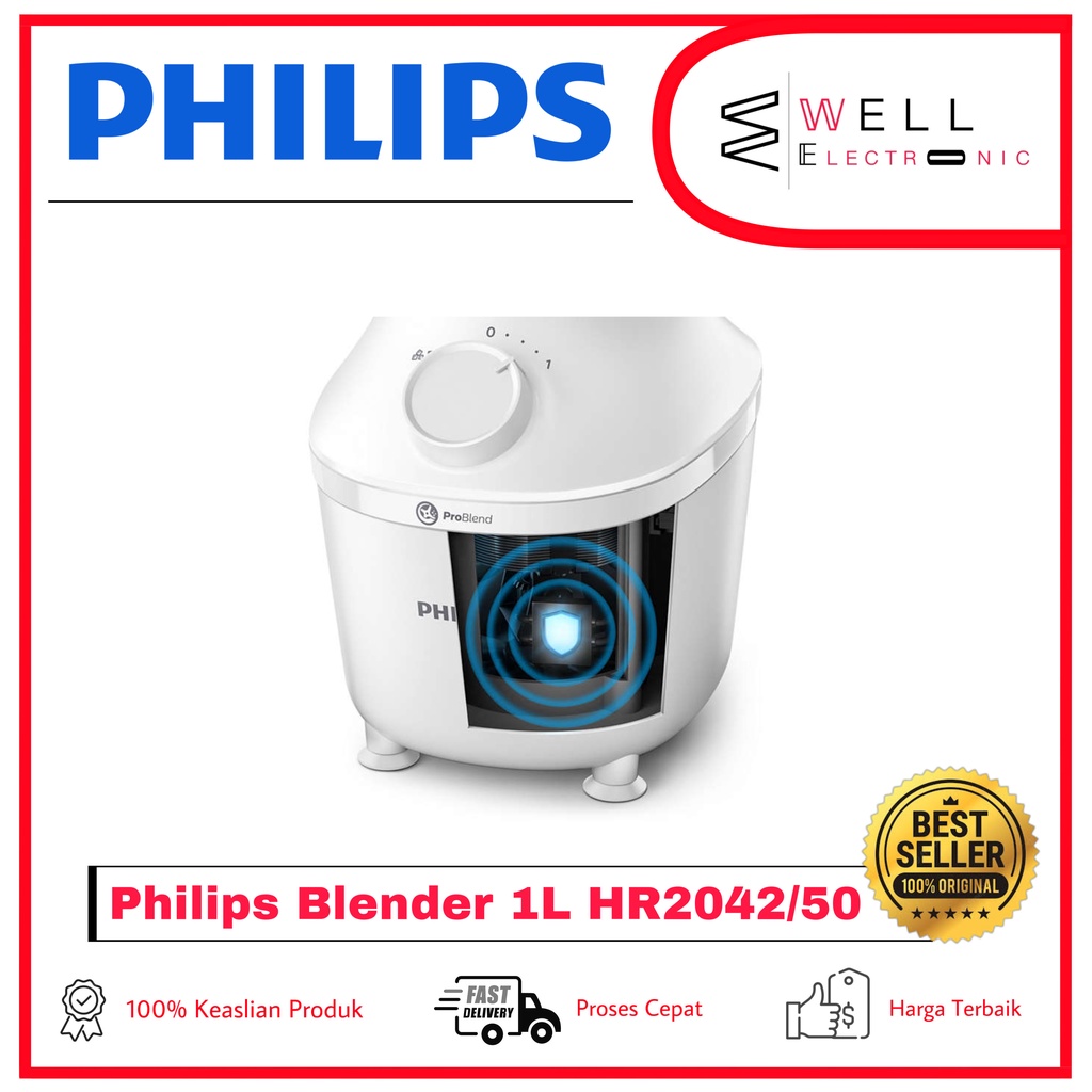 BLENDER PLASTIC HR 2042 HR2042/50 PHILIPS HR2042 + 2 JAR [1 L / PLASTIK / 290 W ] - PENGGANTI HR2056 HR2057