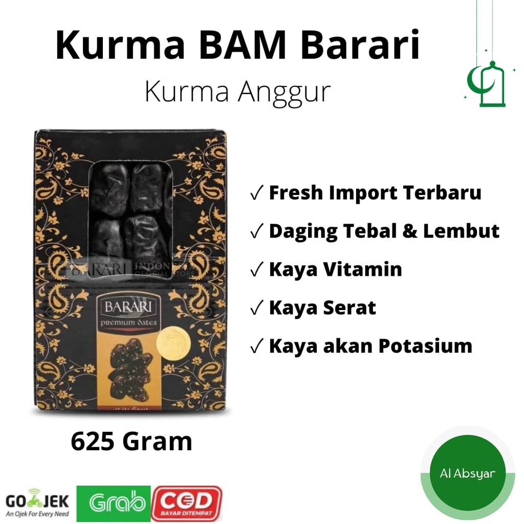 

Kurma Barari Mozafati / Bam / Anggur (Barari Bam) 625Gr Iran Oleh-oleh Haji dan Umroh Kurma alif Kurma Timur Tengah