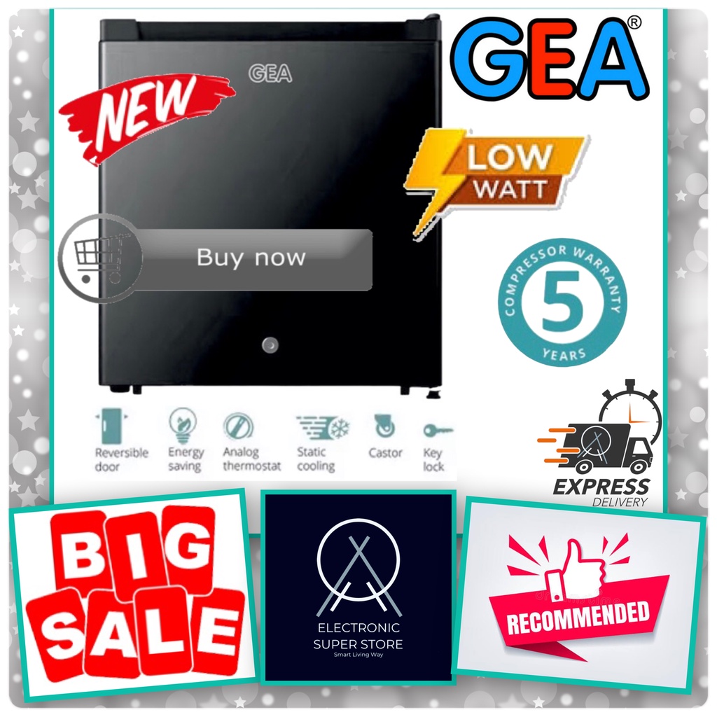 KULKAS PORTABLE MINI BAR GEA GMB50 RS 06DR GMB-50 SUPER COOLING SUPER LOW WATT LEMARI ES MINI BAR GE