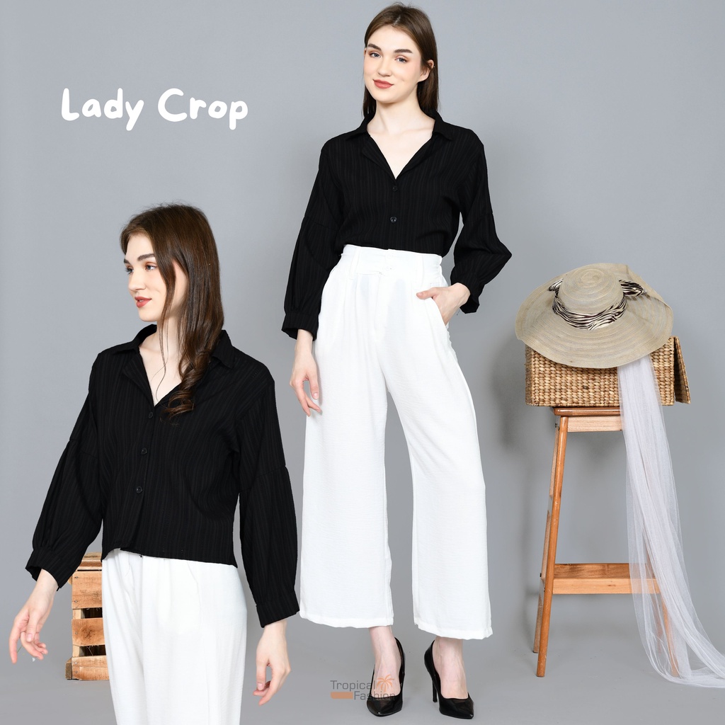 Kemeja Lady Crop Bahan Lady Crush Untuk Remaja dan Dewasa