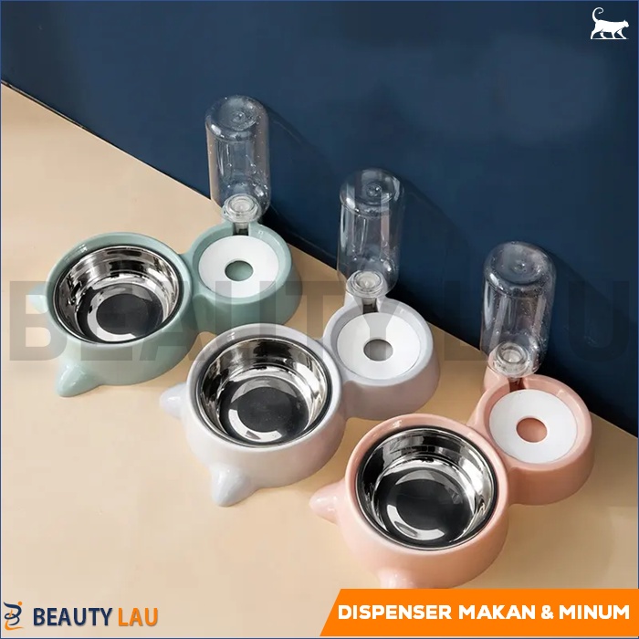 TEMPAT MAKAN MINUM KUCING ANJING STAINLESS PET FOOD WATER DISPENSER KUCING ANJING