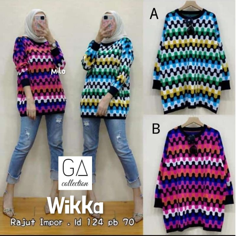 Switer cantik wanita kekinian rajut import tebal lembut wikka by ga