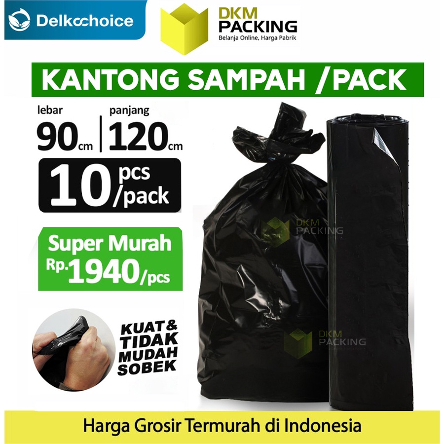 KANTONG PLASTIK SAMPAH 90x120cm TRASH BAG HITAM TEBAL JUMBO TERMURAH SATUAN
