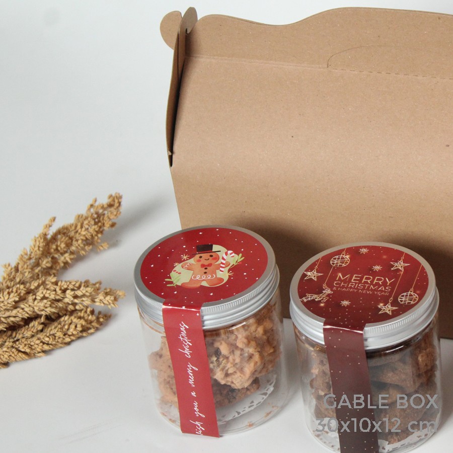 

Gable Box Kraft 30x10x7 cm box tenteng brownies box hampers dessert toples jar 600 ml 800ml 3 toples