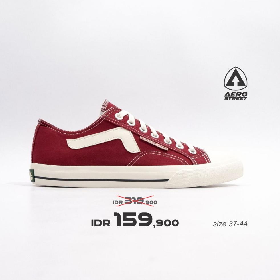 LANGSUNG KIRIM Aerostreet 37-44 Jhosse Low Maroon - Sepatu Sneakers Casual Sekolah Pria Wanita Aero 