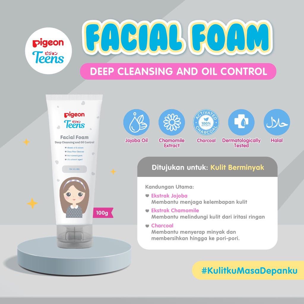 PIGEON Teens Facial Foam Acne Care | All Skin Type | Deep Cleansing &amp; Oil Control | Daily Mild Cleansing - Sabun Muka | Pembersih Wajah Anak Murah