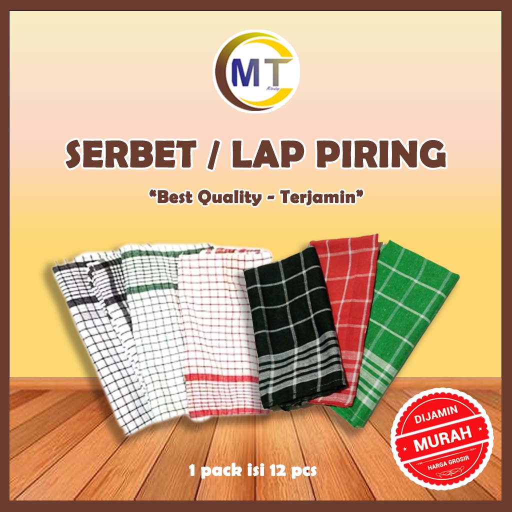 Serbet 1 Lusin Serbet Biasa Warna Putih Garis  Serbet Warna Garis Putih  Kain Lap Dapur  Lap Piring  Serbet Kotak